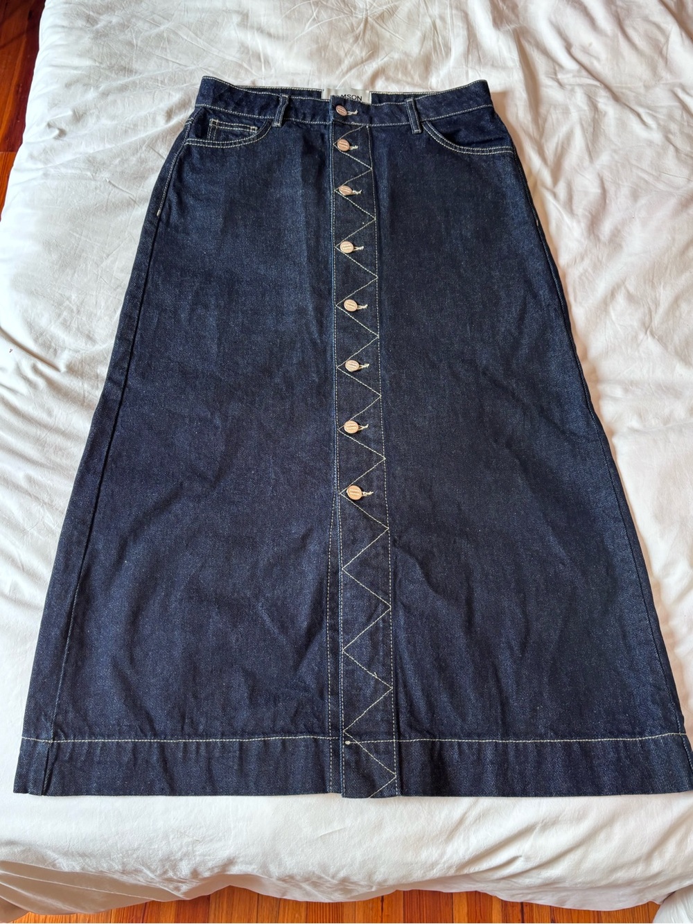 Anthropologie Damson Madder Dark Indigo Button-Front Maxi Denim Skirt - US 8 - Picture 2 of 7